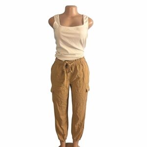 Aerie Tan Linen Blend Joggers
